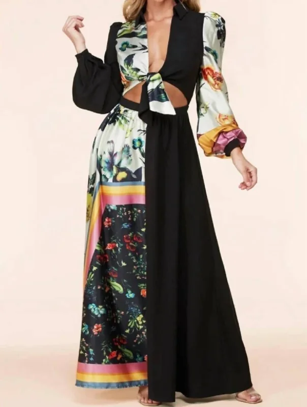 Today Only Holiday Berry Maxi Dress In Black & Floral