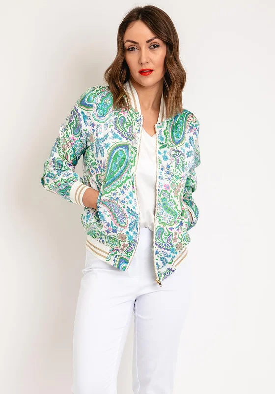 Today's Special Serafina Collection Floral Paisley Print Bomber Jacket, Green