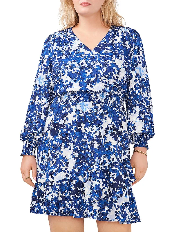 Extra Savings Plus Womens Floral Print Polyester Midi Dress