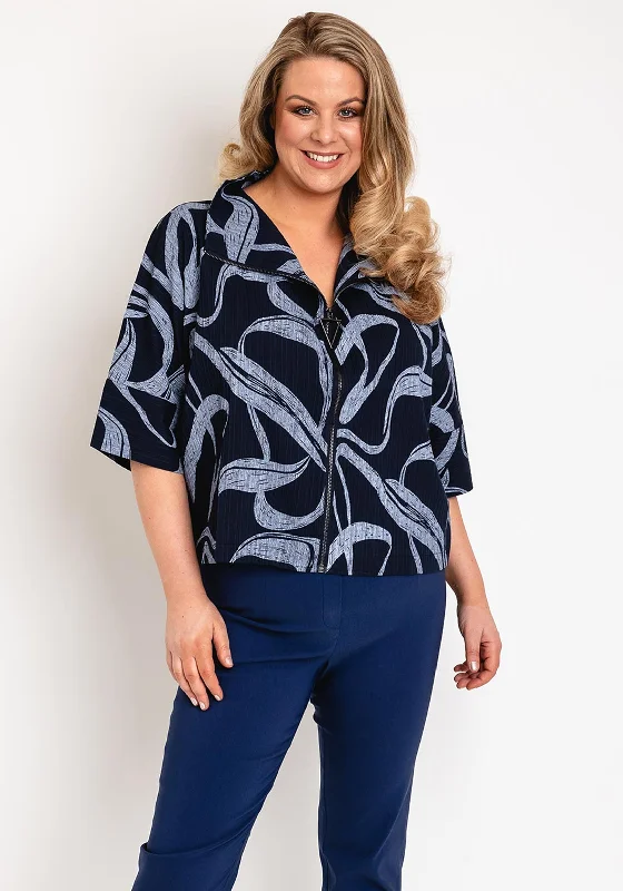 Grand Opening Sale Natalia Collection One Size Short Print Jacket, Navy