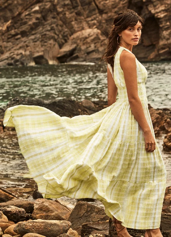 Unmissable Offer Textured Gingham Maxi Dress - Wild Lime