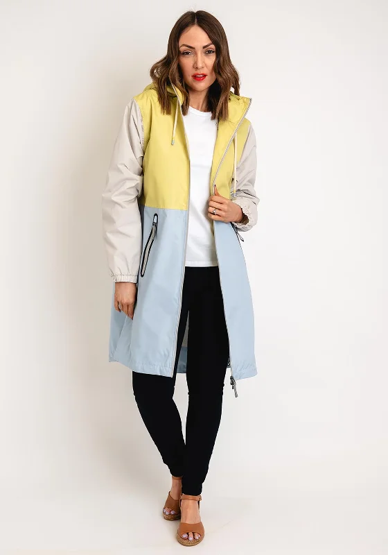 Limited Time Etage Colour Block Long Rain Jacket, Blue Block