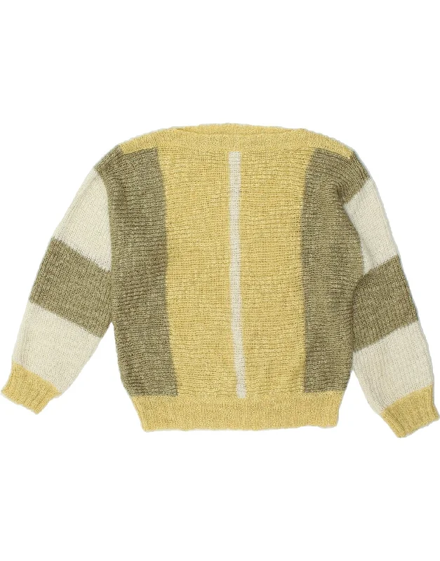 Bargain Blast VINTAGE Womens Crop Boat Neck Jumper Sweater UK 10 Small Yellow