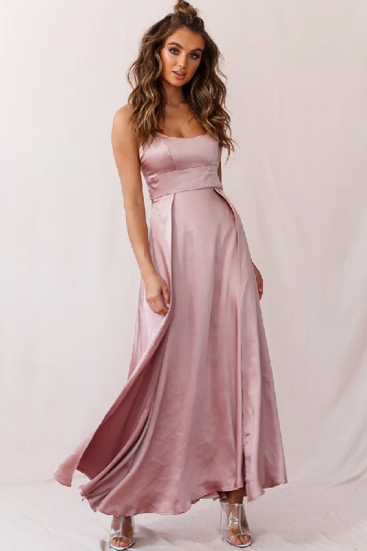 Overstock Joanne Empire Waist Maxi Dress Rose Gold