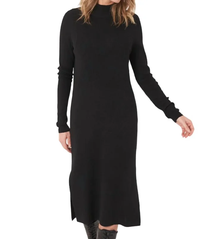 Blowout Deals Long Sleeve Midi Dress In Blk
