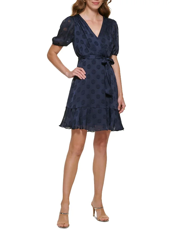 Bonus Savings Womens Belted Knee Wrap Dress