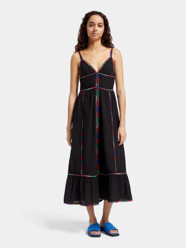 Shop and Save Multicolour embroidery maxi dress