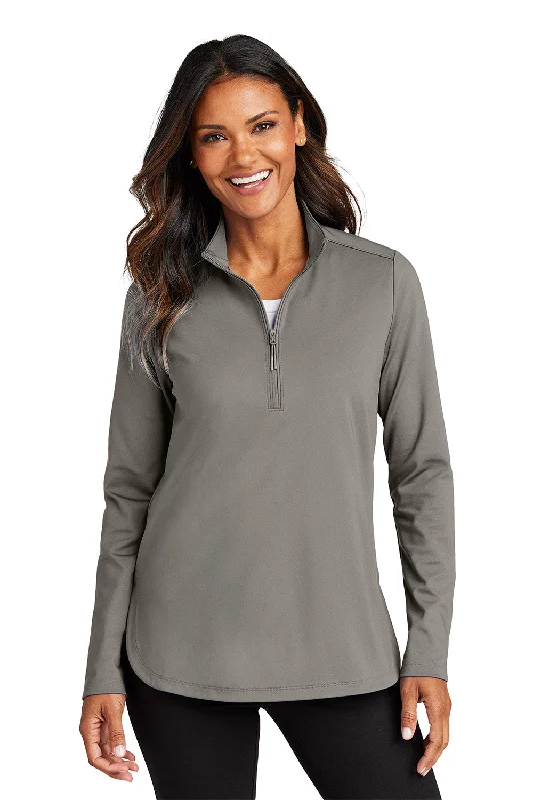 Markdowns Port Authority Womens C-FREE Double Knit Moisture Wicking 1/4 Zip Sweatshirt - Smoke Grey - New Markdowns Port Authority Womens C-FREE Double Knit Moisture Wicking 1/4 Zip Sweatshirt - Smoke Grey - New