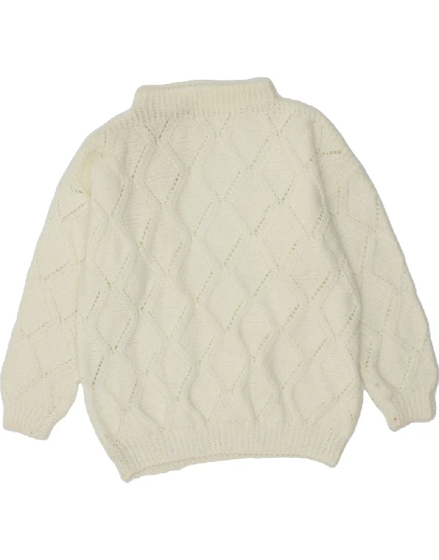 Closeout Sale VINTAGE Womens Turtle Neck Jumper Sweater UK 16 Large White Argyle/Diamond Closeout Sale VINTAGE Womens Turtle Neck Jumper Sweater UK 16 Large White Argyle/Diamond