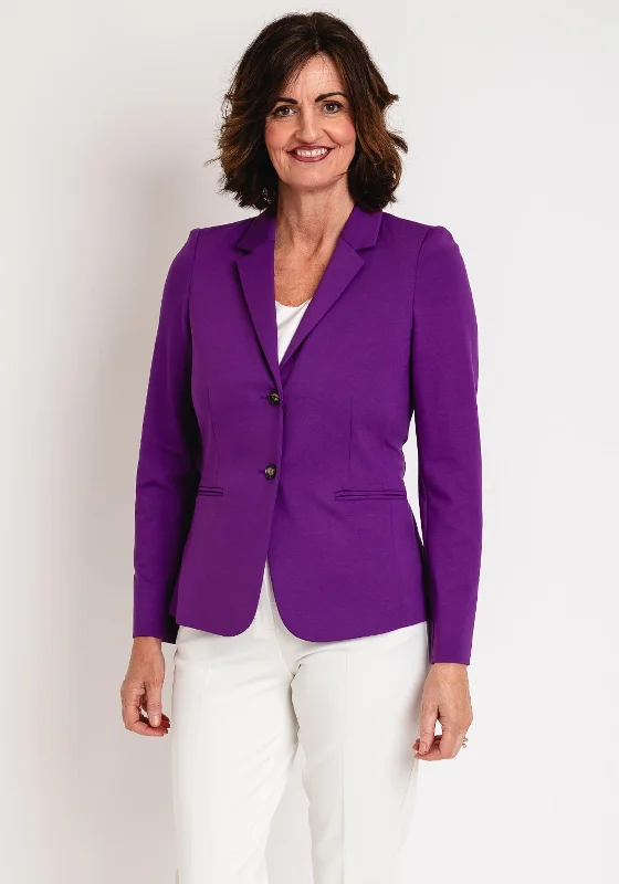 Act Now OUI Single Breasted Heavy Jersey Blazer, Sparkling Grape