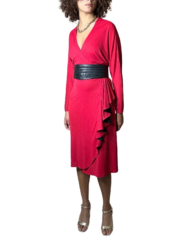 Deal Zone 1970's Original Vintage Bright Red Disco Dress by Radley UK 8 - 14
