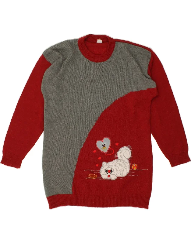 Loyalty Reward VINTAGE Womens Graphic Crew Neck Jumper Sweater UK 16 Large Red