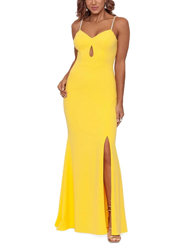 Special Savings Womens Rhinestone Scuba Maxi Evening Dress