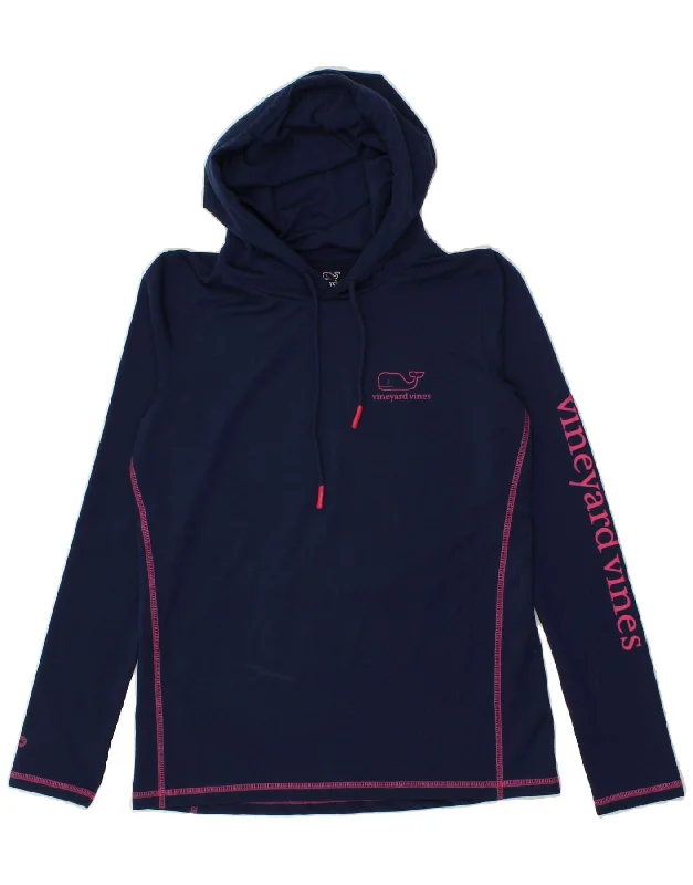 Inventory Reduction VINEYARD VINES Womens Graphic Hoodie Jumper UK 10 Small Navy Blue Inventory Reduction VINEYARD VINES Womens Graphic Hoodie Jumper UK 10 Small Navy Blue