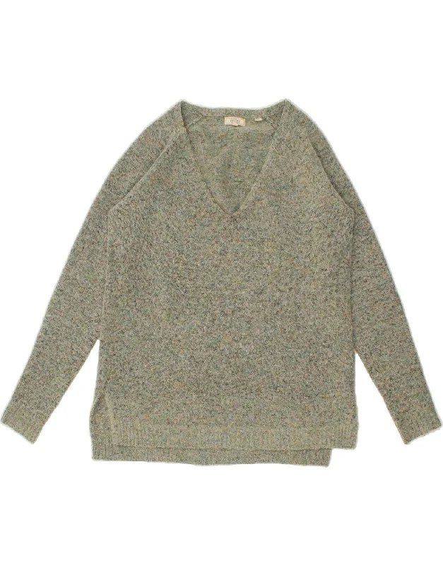 Instant Discount FAT FACE Womens V-Neck Jumper Sweater UK 8 Small Green Flecked Acrylic