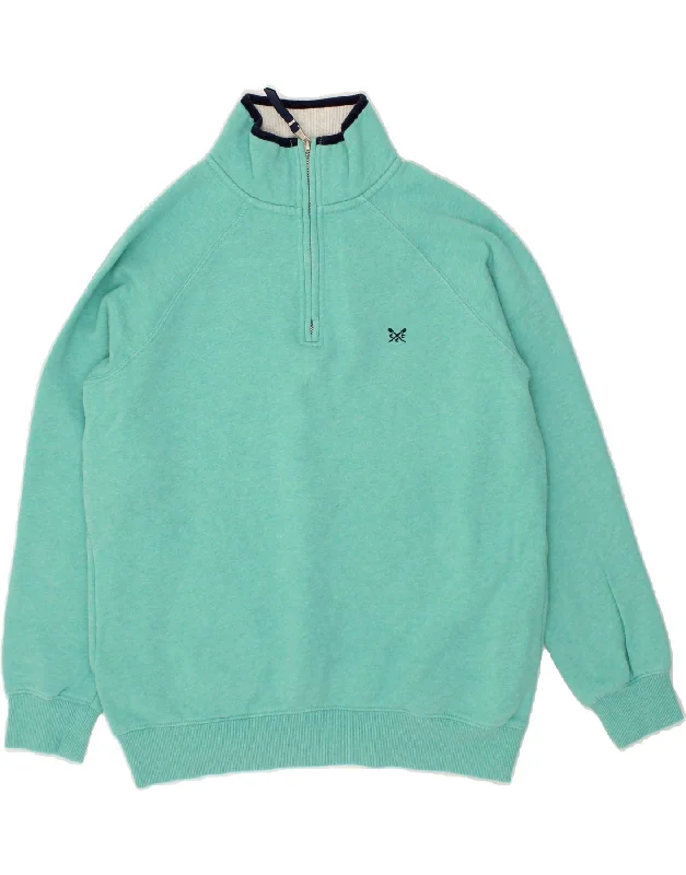 Deal Dash CREW CLOTHING Womens Zip Neck Sweatshirt Jumper UK 12 Medium  Turquoise