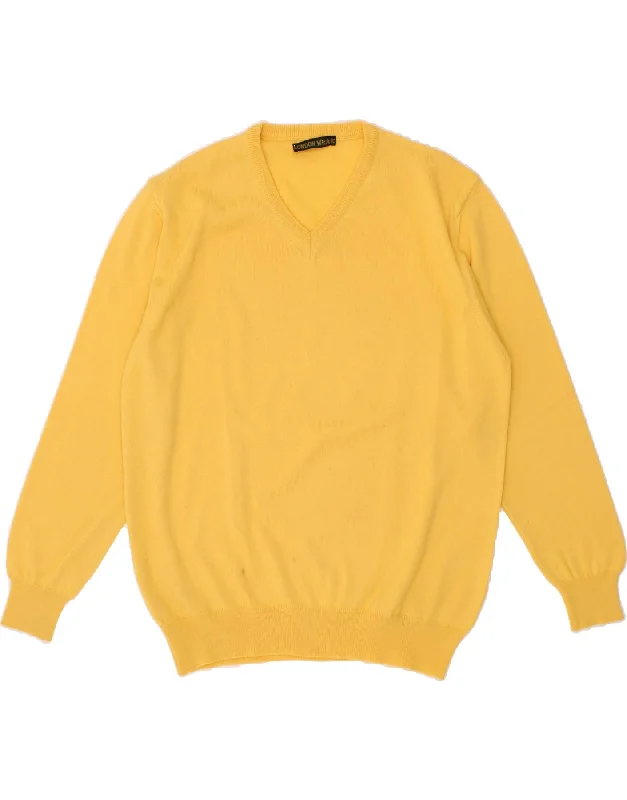 Unmissable Offer VINTAGE Womens V-Neck Jumper Sweater UK 16 Large Yellow Wool
