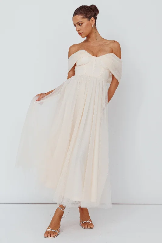 Bargain Prices Dreamers & Lovers Off-Shoulder Maxi Dress Vanilla