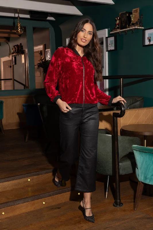 Instant Savings Burgundy Velour Bomber Jacket