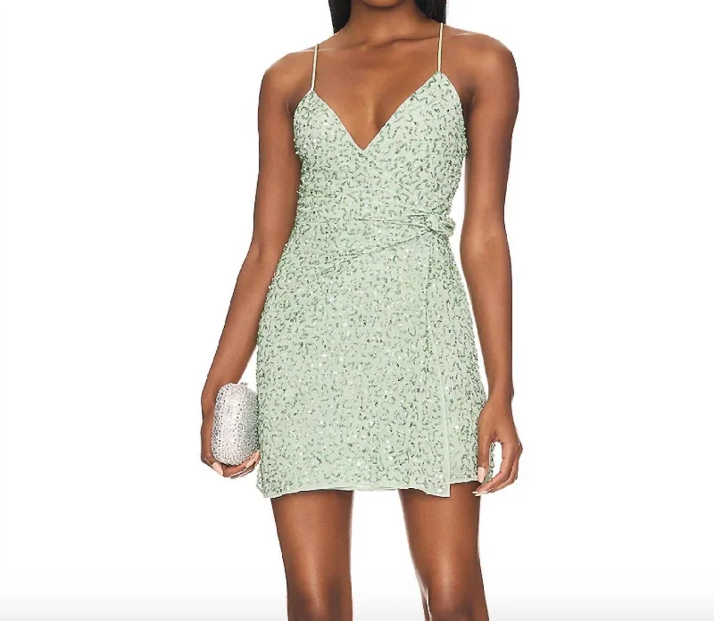 Today’s Special Celestine Embroidered Wrap Dress In Light Sage