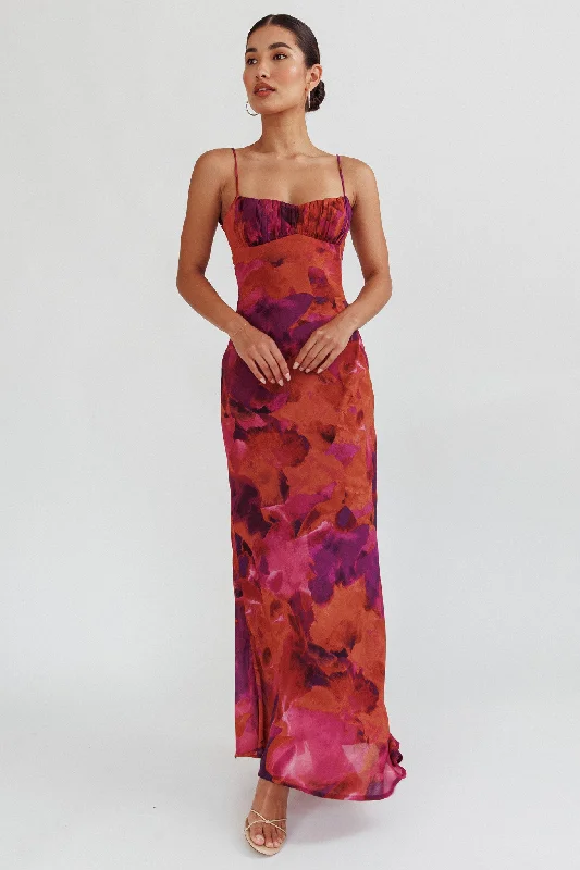 Price Rollback Nerida Low Back Twist Maxi Dress Dark Rose