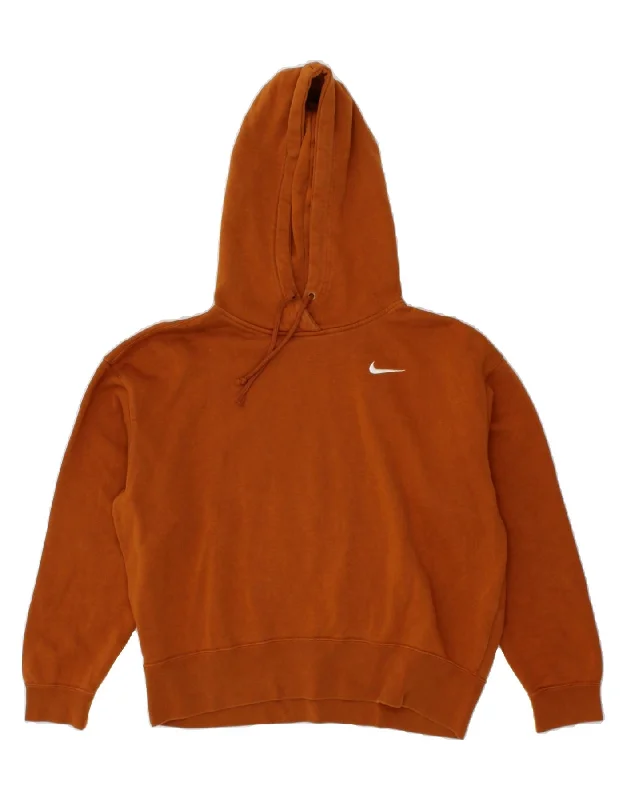 Deal Zone NIKE Womens Oversized Hoodie Jumper UK 10 Small Brown Cotton