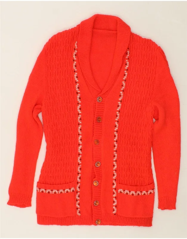 Season Finale Sale VINTAGE Womens Cardigan Sweater UK 0 2XS Orange Fair Isle