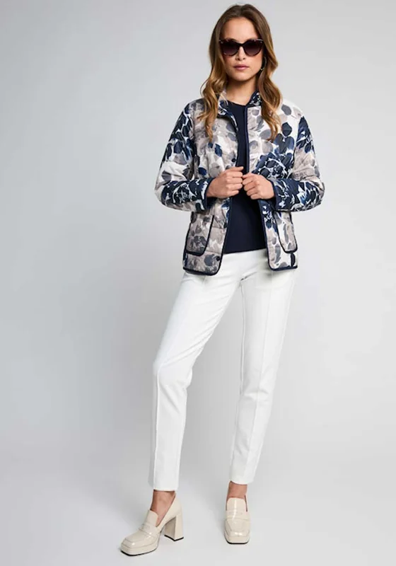 Seasonal Clearance Micha Floral Padded Jacket, Beige and Navy