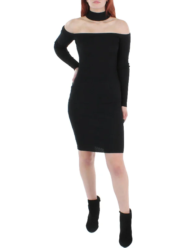 Special Price Juniors Womens Mockneck Knee-Length Sweaterdress