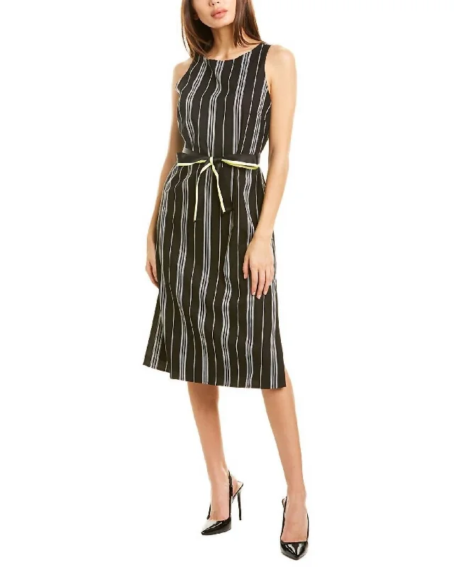 Deal Alert Striped Side Slits Midi Dress In Multicolor