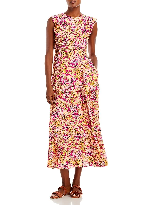 Overstock Iris Womens Tiered Viscose Midi Dress