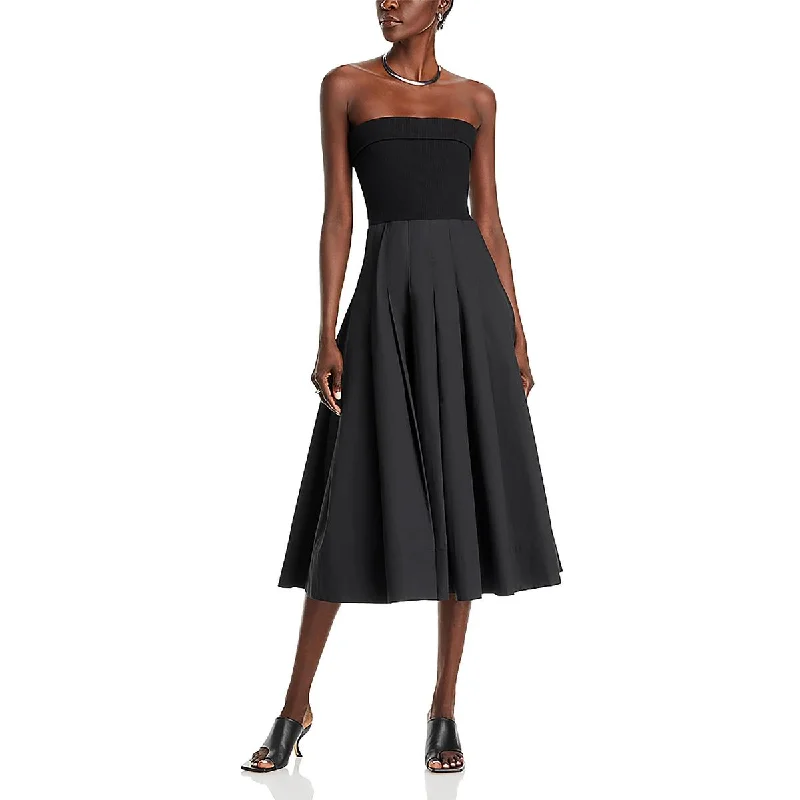 Sale Event Womens Ribbed Pleated Fit & Flare Dress