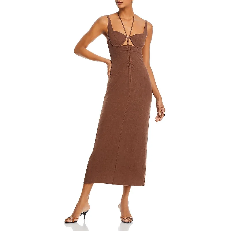 Low Prices Womens Cut-Out Tie-Neck Midi Dress