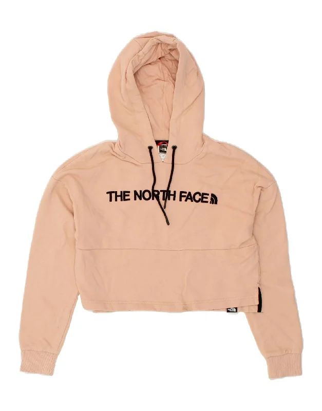 Final Sale THE NORTH FACE Womens Crop Graphic Hoodie Jumper UK 10 Small Beige