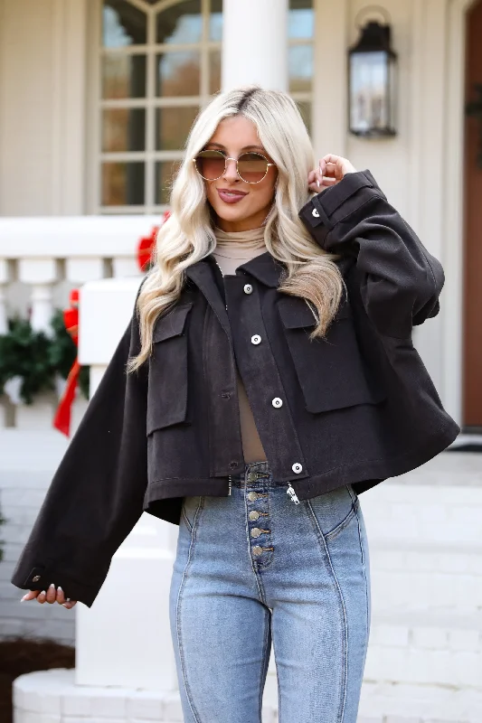 Flash Sale Envied Appeal Charcoal Cropped Jacket