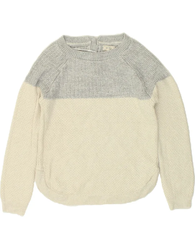 Inventory Reduction FAT FACE Womens Boat Neck Jumper Sweater UK 6 XS Grey Colourblock Viscose