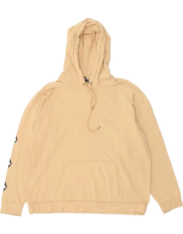 Shop and Save VOLCOM Womens Graphic Hoodie Jumper UK 16 Large Beige Cotton