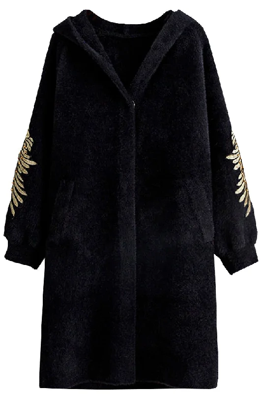 Quick Sale Della Black Faux Fur Coat