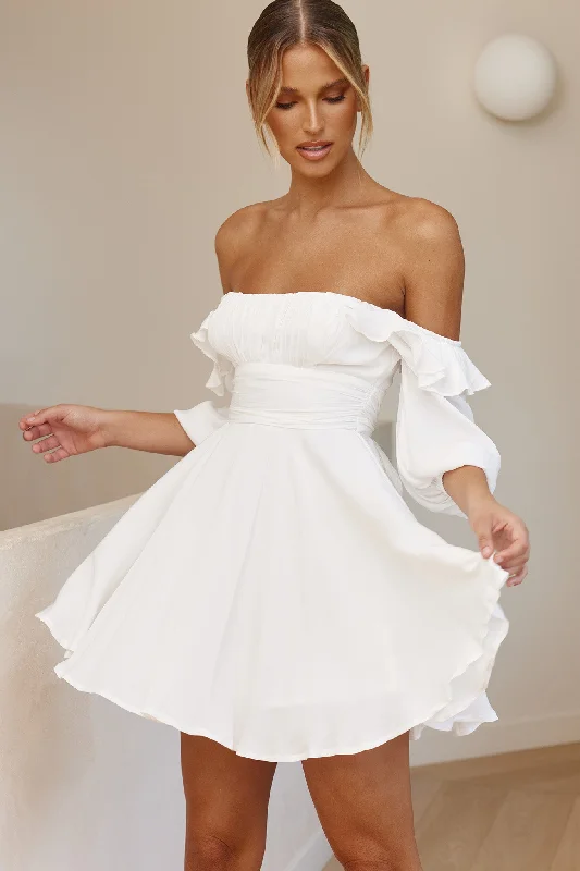Weekend Special Only Yours Frill Trim Waist Tie Satin Mini Dress White