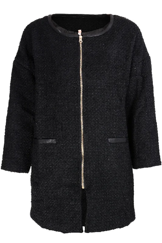 Midnight Sale BEATRICE Black Tweed Coat