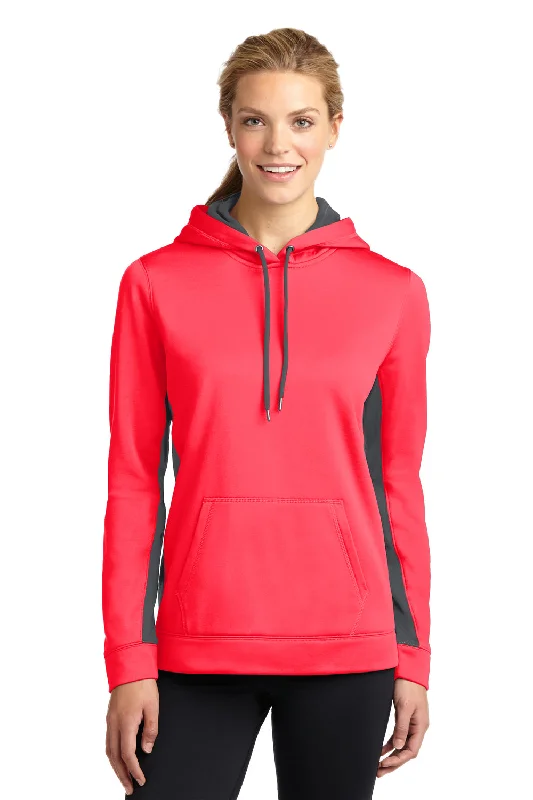 Limited Time Offer Sport-Tek Womens Sport-Wick Moisture Wicking Fleece Hooded Sweatshirt Hoodie w/ Pouch Pocket - Hot Coral Pink/Dark Smoke Grey - Closeout Limited Time Offer Sport-Tek Womens Sport-Wick Moisture Wicking Fleece Hooded Sweatshirt Hoodie w/ Pouch Pocket - Hot Coral Pink/Dark Smoke Grey - Closeout