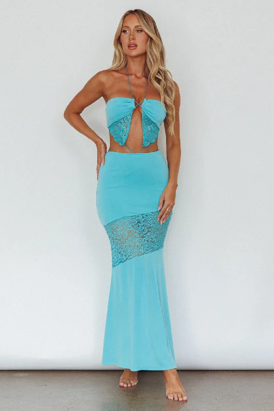 Best Bargains Florida Lace Insert Cut-Out Maxi Dress Blue