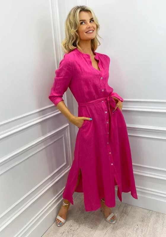 Exclusive Online Offer Kate & Pippa Capri Linen Maxi Dress, Fuchsia