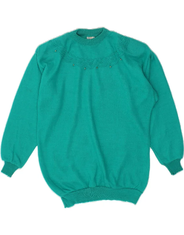 Don’t Miss Out VINTAGE Womens Crew Neck Jumper Sweater UK 14 Large Turquoise Angora