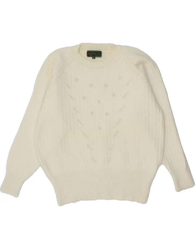 Bargain Prices VINTAGE Womens Crew Neck Jumper Sweater UK 20 2XL White Floral