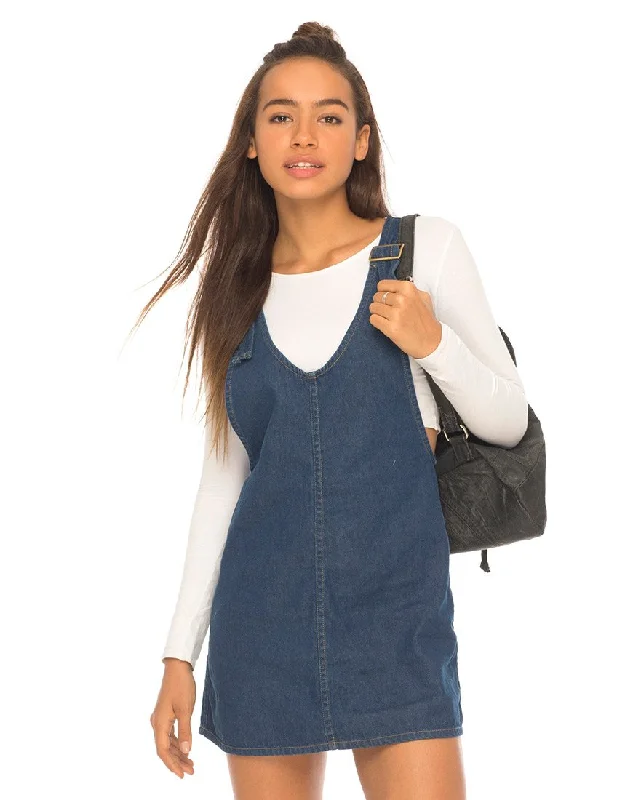 Super Bargain Litton Pinafore Dress in Denim Indigo