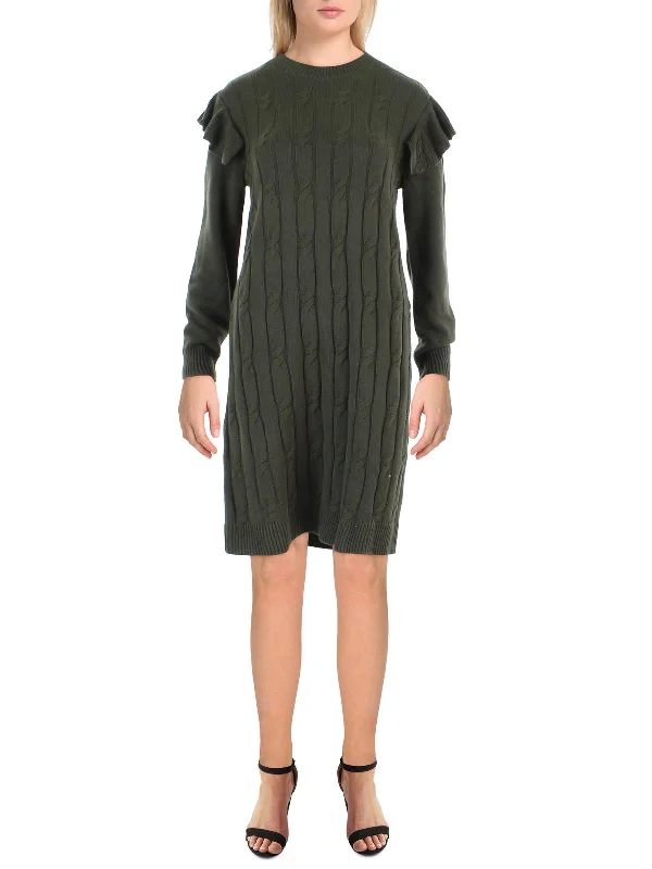 Act Fast Womens Cable Knit Knee-Length Sweaterdress