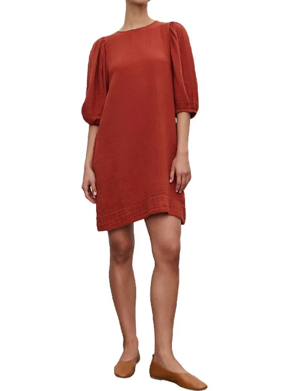 Crazy Savings Karina Cotton Gauze Dress In Burnt
