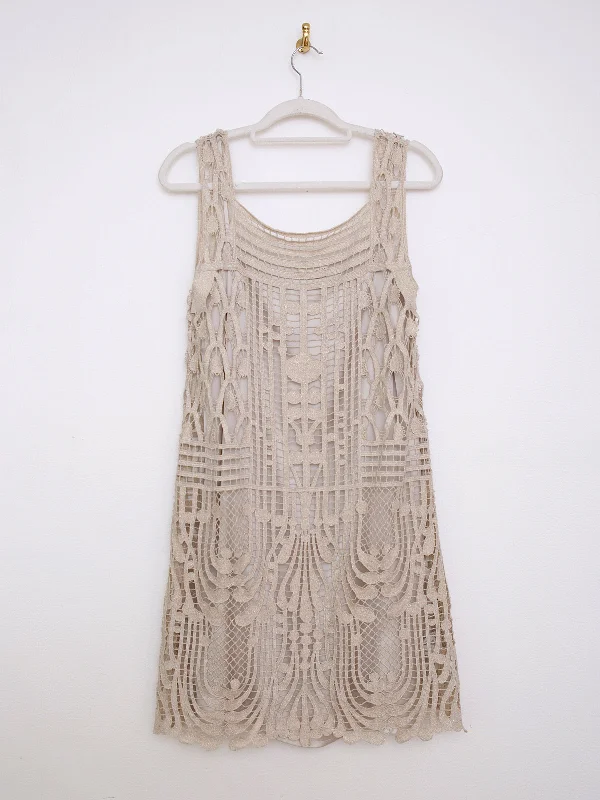 Lowest Prices Beige crochet dress slightly silver shimmery