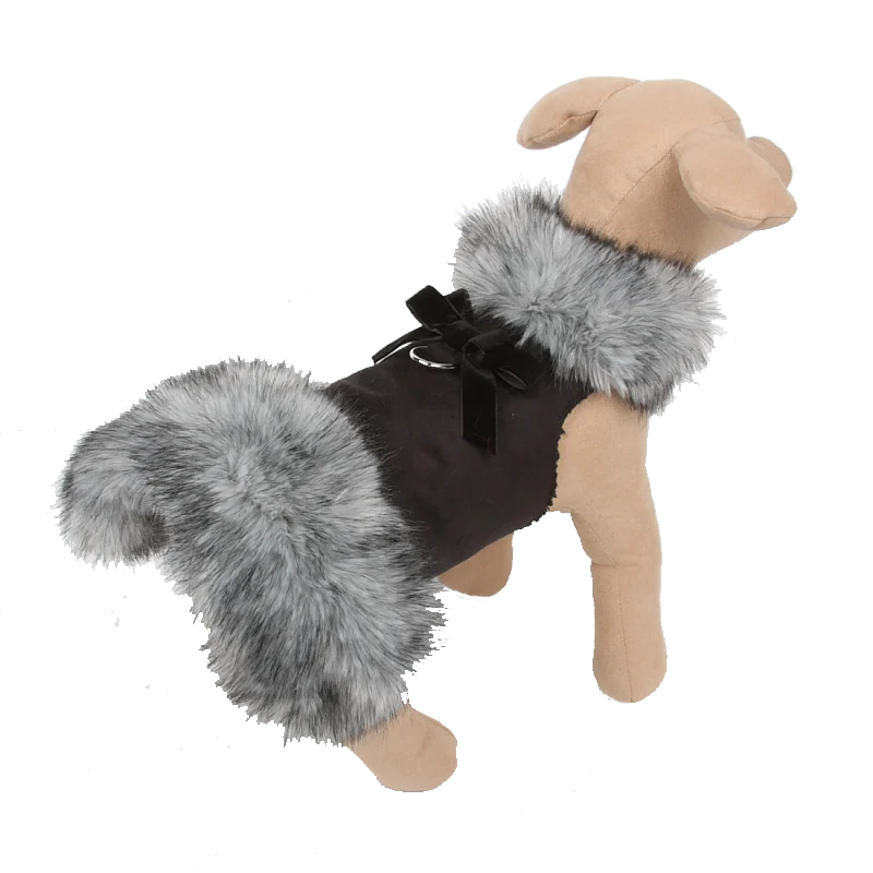 Huge Discounts Velvet Bow Black Tip Silver Fox Fur Coat